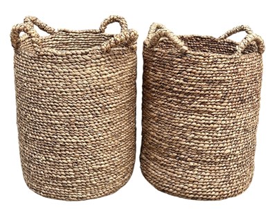 Lot 237 - LA REDOUTE - RAGA - PAIR OF MODERN DESIGN WICKER WOVEN LOG BASKETS