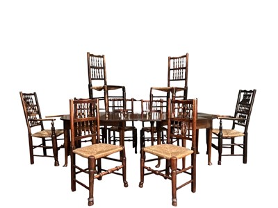 Lot 644 - 19TH CENTURY MAHOGANY D-END DINING TABLE & SET OF 10 CHAIRS