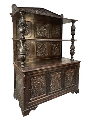 Lot 554 - 19TH CENTURY GOTHIC REVIVAL OAK BUFFET