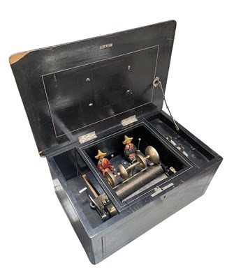 Lot 138 - SWISS 19TH CENTURY CIRCA 1885/95 CASED AUTOMATON FOUR-AIRS CYLINDER MUSIC BOX