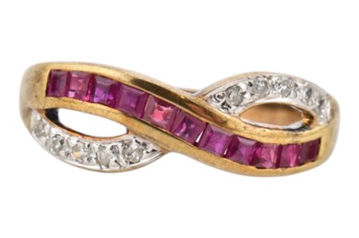 Lot 142 - HALLMARKED 9CT GOLD RUBY & DIAMOND