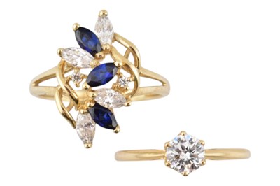 Lot 388 - TWO HALLMARKED 14CT GOLD & CZ RINGS