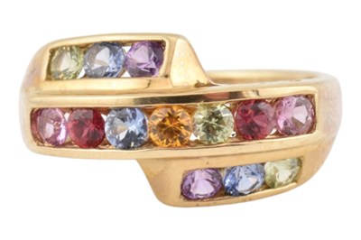 Lot 310 - HALLMARKED 9CT GOLD RAINBOW GEM SET RING