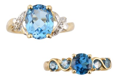 Lot 253 - TWO HALLMARKED 9CT GOLD & GEM SET RINGS