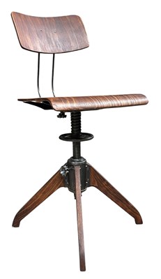 Lot 285 - ROBERT WAGNER FOR ROWAC - EARLY 20TH CENTURY INDUSTRIAL SWIVEL CHAIR