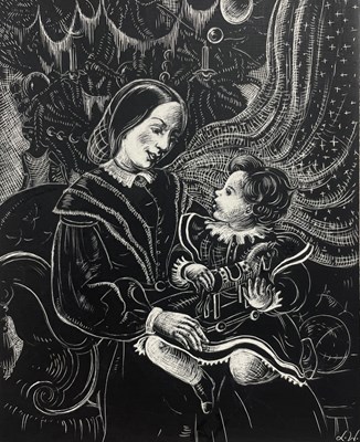 Lot 1 - LILIAN WHITEHEAD (1894-1959) - MOTHER & CHILD - SCRAP BOARD DRAWING