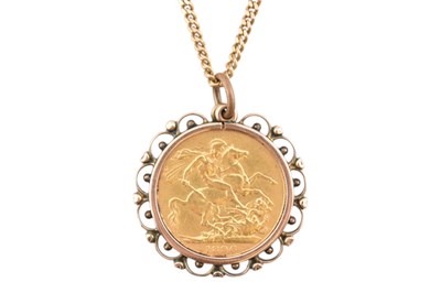 Lot 359 - 19TH CENTURY VICTORIAN GOLD SOVEREIGN PENDANT NECKLACE
