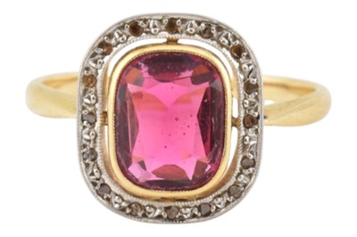 Lot 474 - FRENCH GOLD & GEM SET HALO RING