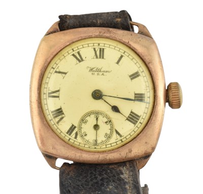 Lot 300 - HALLMARKED 9CT GOLD WALTHAM WRISTWATCH