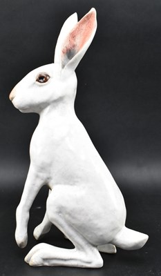 Lot 139 - BRIAN ANDREWS - RAKU GLAZED STUDIO POTTERY FIGURE OF A HARE