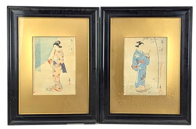Lot 165 - AFTER MIGITA TOSHIHIDE 右天年英- TWO UKIYO-E WOODBLOCK PRINTS FROM 'BEAUTIES OF THE TWELVE MONTHS
