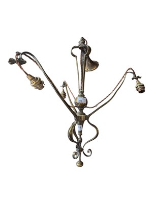 Lot 805 - ART NOUVEAU 19TH CENTURY VICTORIAN THREE ARM ELECTROLIER