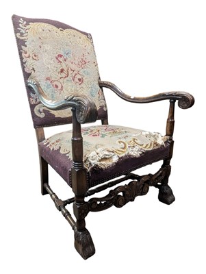 Lot 802 - GEORGE III 19TH CENTURY GAINSBOROUGH NEEDLEPOINT ARMCHAIR
