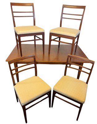 Lot 128 - YOUNGERS - RETRO MID CENTURY 1960S TEAK EXTENDING DINING TABLE & CHAIRS