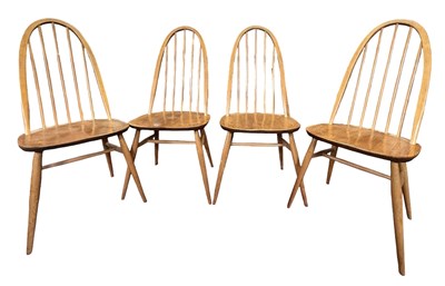 Lot 47 - ERCOL - WINDSOR QUAKER - FOUR MID CENTURY BEECH & ELM DINING CHAIRS