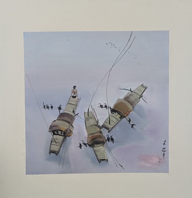 Lot 150 - WU GUANZHONG - BOATS ON A RIVER 江上帆景
