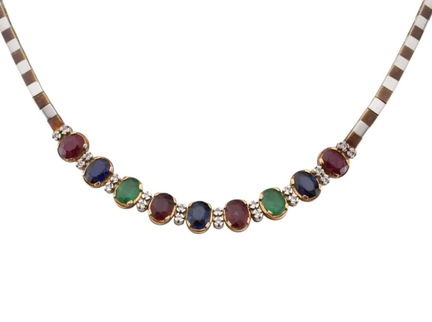 Lot 372 - 14CT GOLD & GEM SET NECKLACE