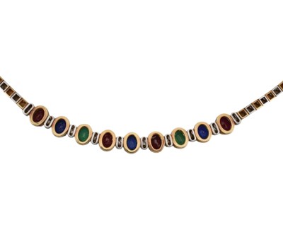 Lot 372 - 14CT GOLD & GEM SET NECKLACE