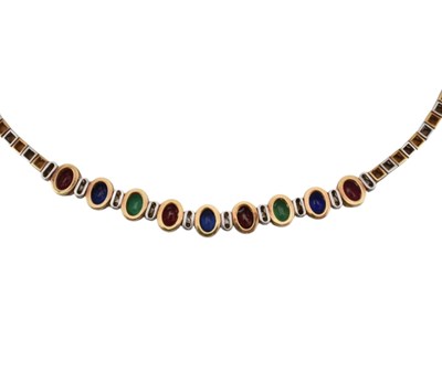 Lot 372 - 14CT GOLD & GEM SET NECKLACE