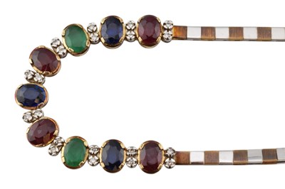Lot 372 - 14CT GOLD & GEM SET NECKLACE
