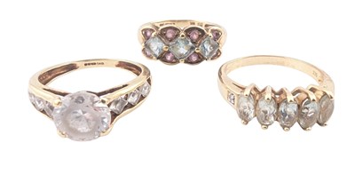 Lot 381 - THREE HALLMARKED GEM SET RINGS