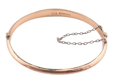 Lot 84 - VICTORIAN HALLMARKED 9CT GOLD HINGED BANGLE