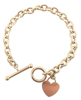 Lot 318 - HALLMARKED 9CT GOLD HEART PENDANT BRACELET