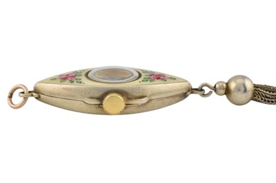 Lot 103 - CORUNDO STERLING SILVER GUILLOCHE ENAMEL PENDANT WATCH