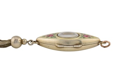 Lot 103 - CORUNDO STERLING SILVER GUILLOCHE ENAMEL PENDANT WATCH