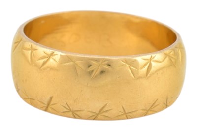 Lot 110 - HALLMARKED 22CT GOLD BAND RING