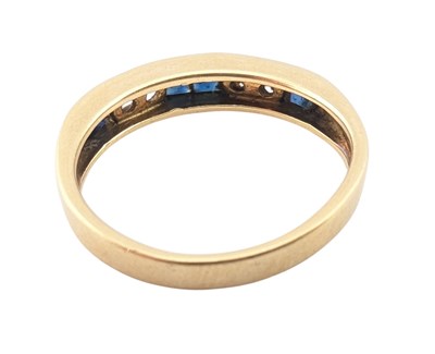 Lot 100 - HALLMARKED 18CT GOLD SAPPHIRE & DIAMOND HALF HOOP RING