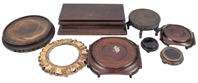 Lot 176 - COLLECTION OF EIGHT CHINESE HARDWOOD VASE DISPLAY STANDS 实木展示架