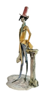 Lot 62 - ADRIANO COLOMBO (B.1940) - LO SCRICCIOLO - STYLISED PORCELAIN FIGURE
