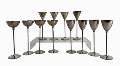 Lot 188 - WMF - MIXED SET OF TWELVE MID 20TH CENTURY SILVER-PLATED LIQUOR GLASSES