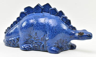 Lot 61 - VINTAGE BLUE CERAMIC STUDIO POTTERY FIGURE OF A DINOSAUR