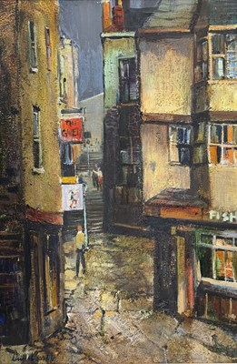 Lot 347 - KENNETH WEBB (B. 1927) - CHRISTMAS STEPS, BRISTOL - OIL ON CANVAS
