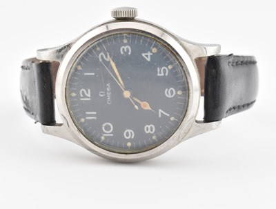 Lot 200 - WWII ERA OMEGA MILITARY BLUE DIAL STAINLESS STEEL WRISTWATCH