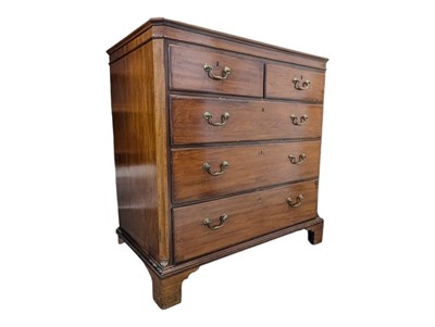 Lot 809 - GEORGE III MAHOGANY CHEST OF TWO OVER THREE CHEST OF DRAWERS
