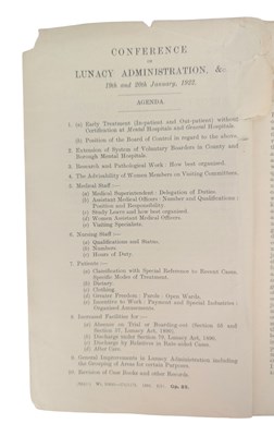 Lot 96 - PAMPHLET - 1922 LUNACY REFORM, REPORT OF THE PROCEEDINGS OF THE CONFERENCE