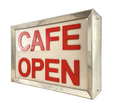 Lot 16 - VINTAGE 20TH CENTURY 'CAFE OPEN' LIGHTBOX SIGN