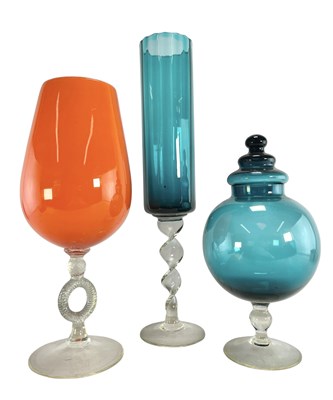 Lot 144 - EMPOLI - SELECTION OF THREE MID CENTURY ITALIAN APOTHECARY JARS