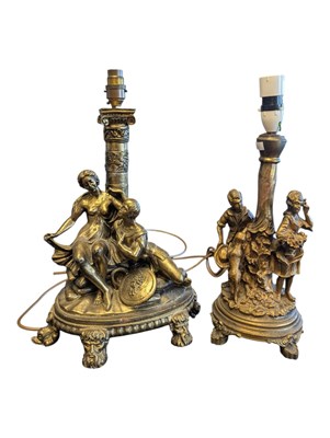 Lot 241 - TWO 20TH CENTURY NEO-CLASSICAL BRASS EFFECT RESIN TABLE LAMPS