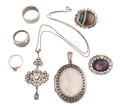 Lot 276 - ASSORTMENT OF ANTIQUE & CONTEMPORARY SILVER WHITE METAL JEWELLERY