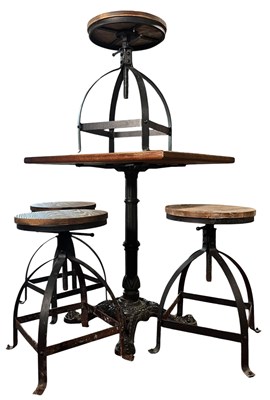 Lot 112 - CONTEMPORARY CAFE DINING TABLE AND STOOLS