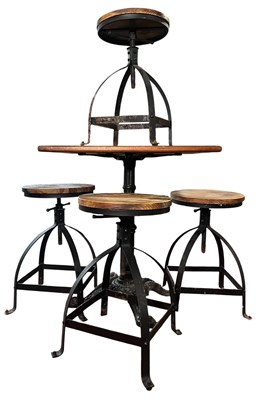 Lot 202 - CONTEMPORARY CAFE OR DINING TABLE AND STOOLS