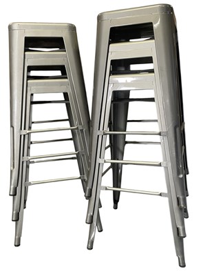 Lot 302 - SET OF SIX MODERN DESIGNER STACKING BAR STOOLS - TOLIX-STYLE