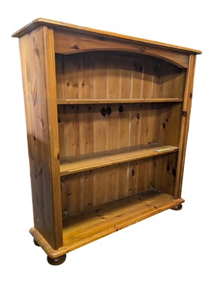 Lot 818 - LATER 20TH CENTURY SOLID PINE OPEN WINDOW BOOKCASE