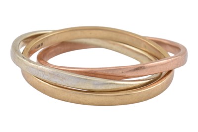Lot 306 - HALLMARKED 9CT GOLD TRI COLOUR RUSSIAN BAND RING