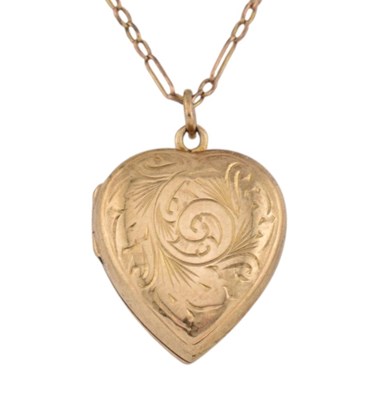 Lot 92 - HALLMARKED 9CT GOLD HEART LOCKET ON CHAIN