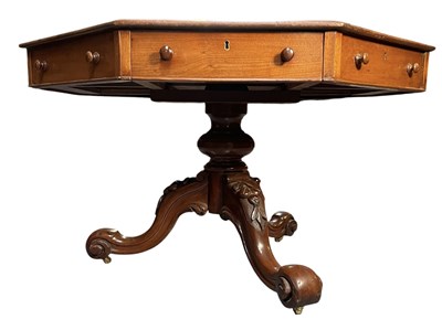 Lot 538 - 19TH CENTURY MAHOGANY OCTAGONAL PEDESTAL DRUM TABLE